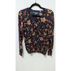 danielrainn Dark Grey/Orange Floral Crew Neck Sweater